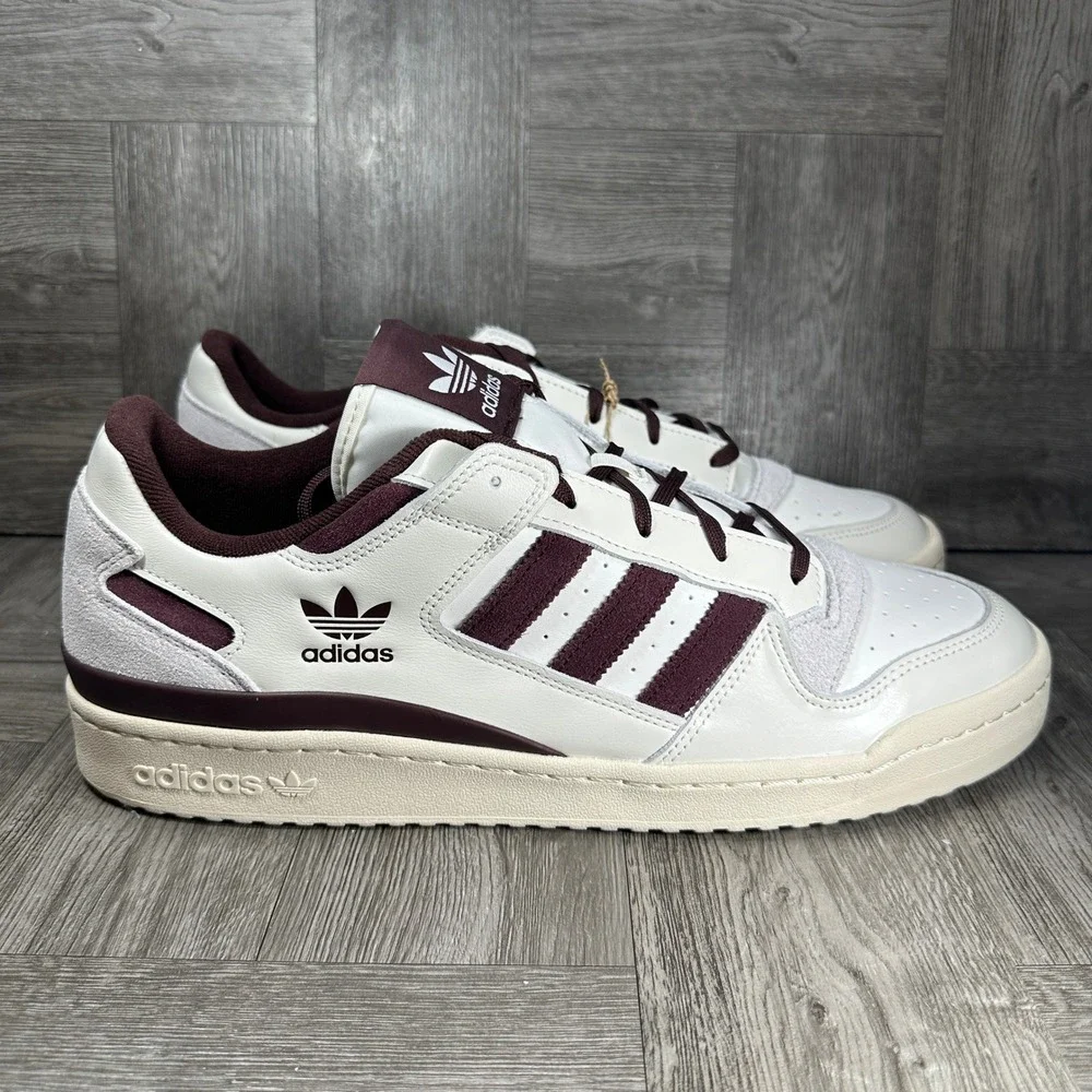 Adidas Forum Low CL Sneakers Mens 14 White Burgundy Basketball JQ0206 NEW